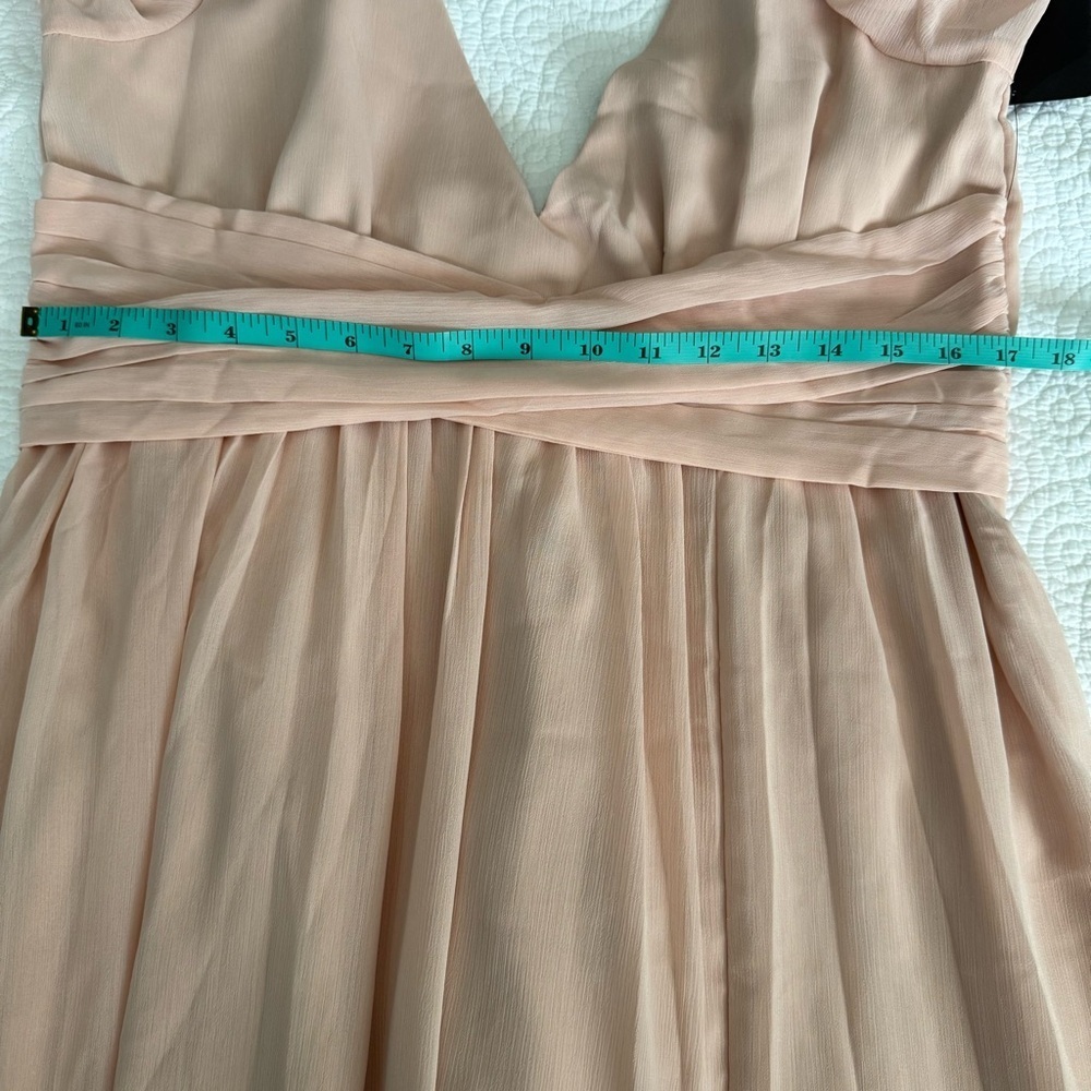 NWT Lulu's Pink Ruched Wrap Gown with V-Neck - Picture 14 of 16